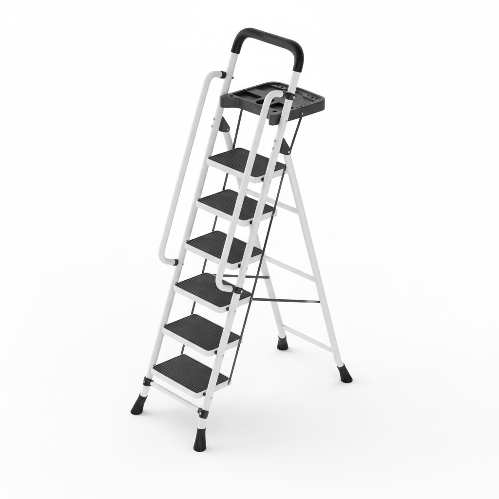 White -6 steps - Handrails - tool plate (widened 26*38 cm pedal)