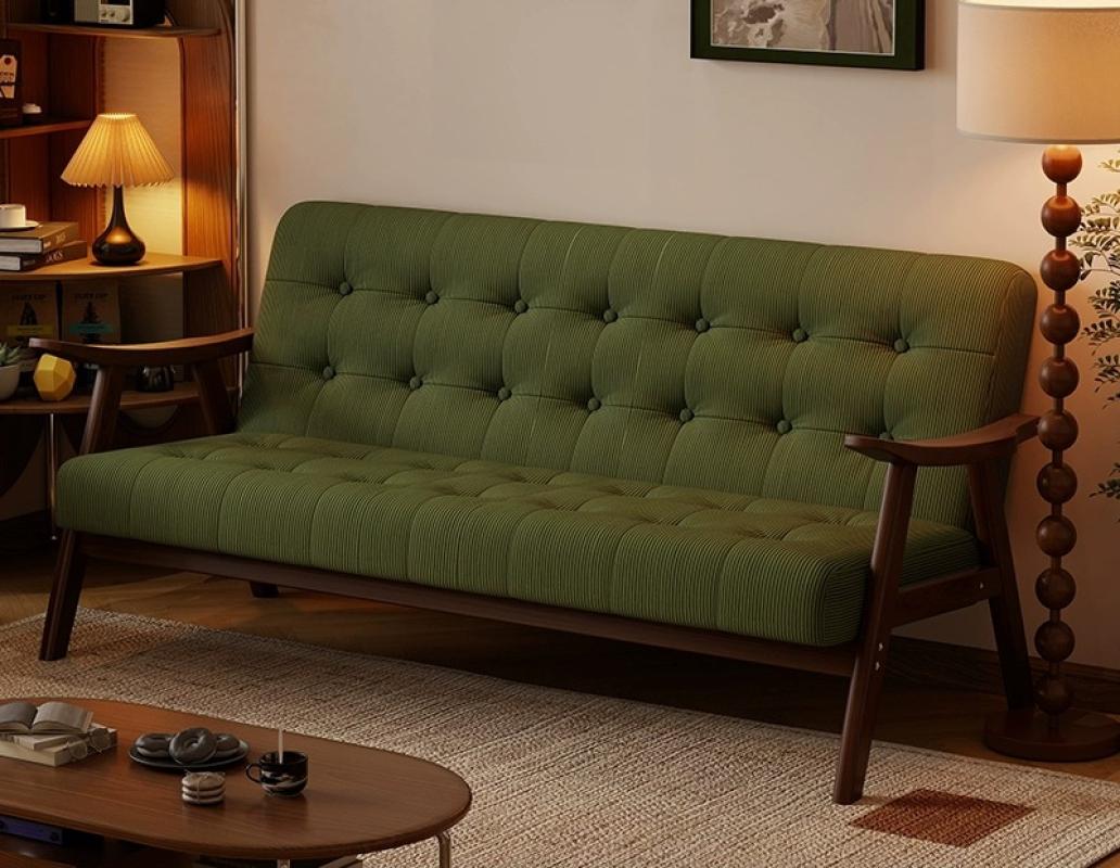 [skin-friendly corduroy] - retro green [157cm three-person]