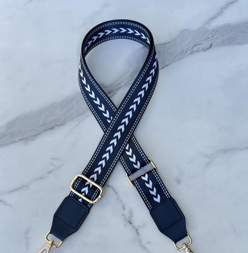 Dark blue bottom white small arrow-dark blue leather