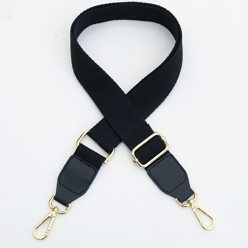 3.8 Black Cotton Belt-Black Leather