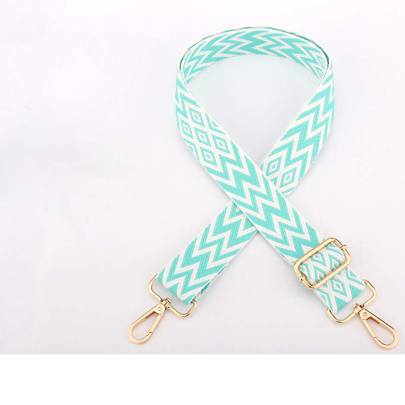 Woven white background blue diamond lattice-light gold buckle