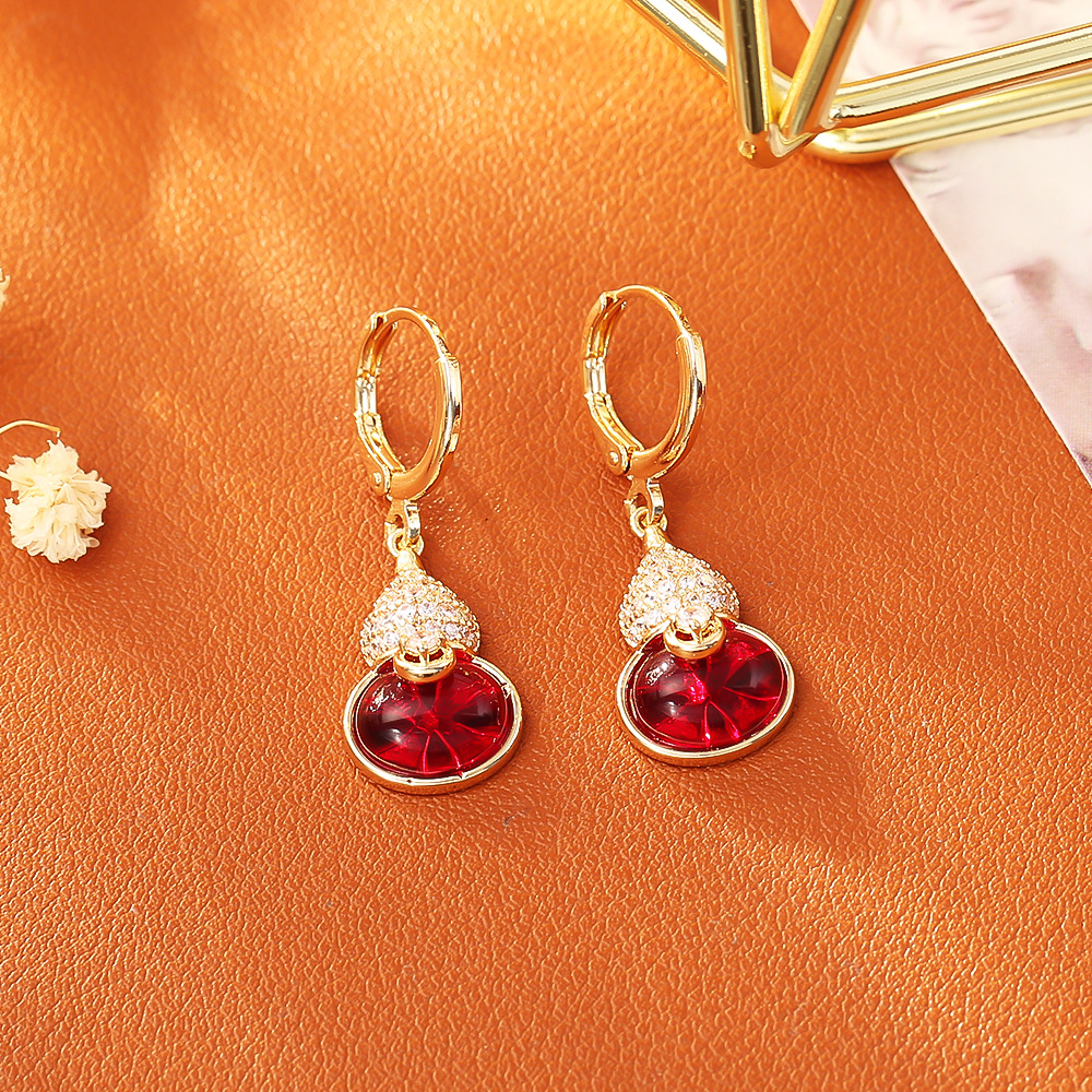 Red Fu Lu gourd earrings
