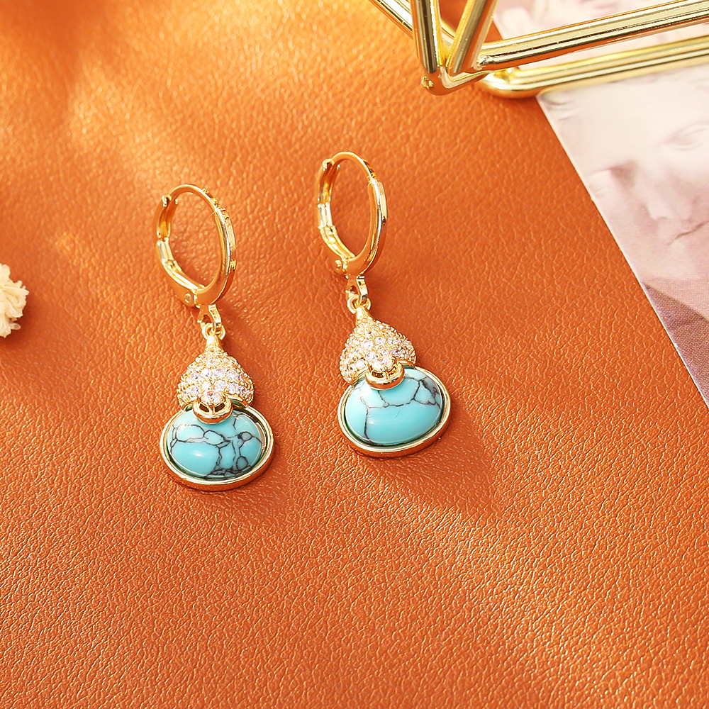 3:Turquoise blessing gourd earrings
