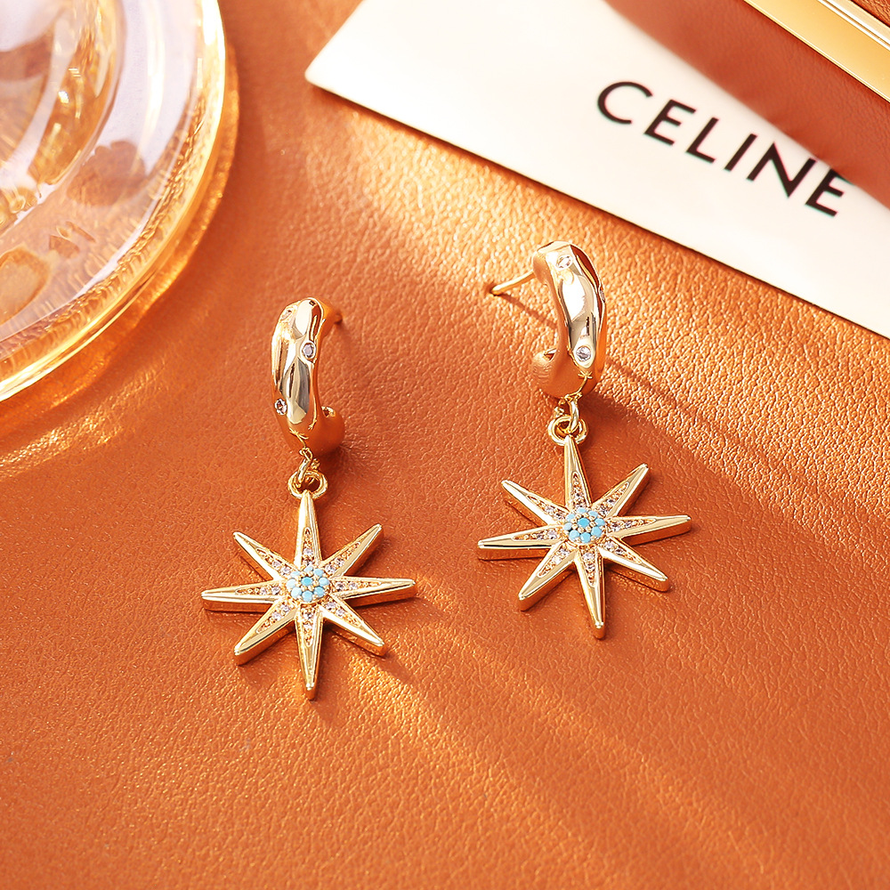 Light blue turquoise stud earrings