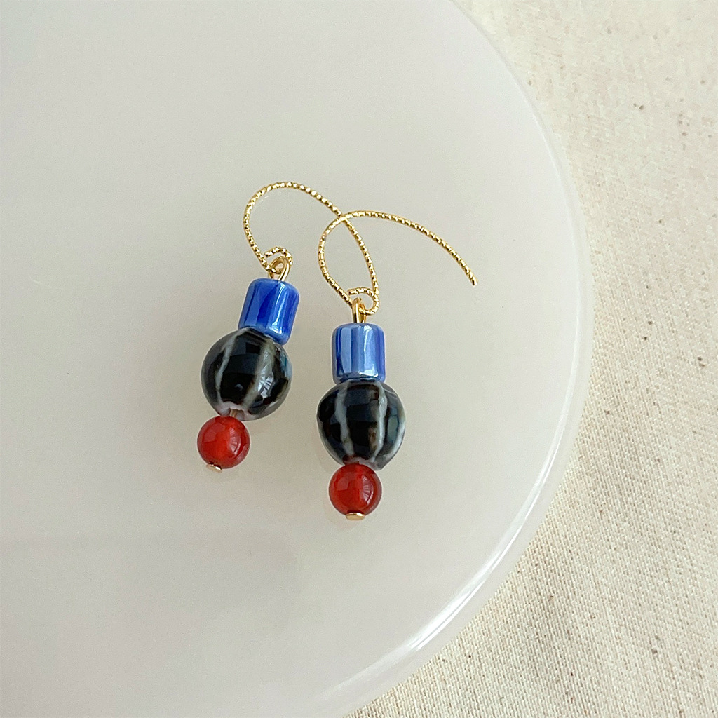 4197 New Chinese Blue and Flower Earrings