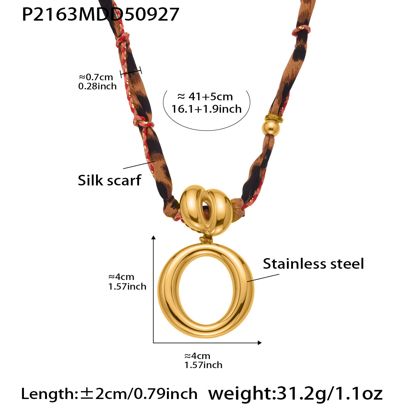 4:P2163-金色项链40 5cm