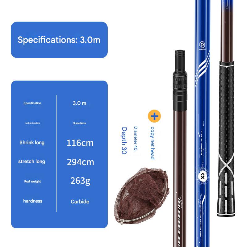 Reverse wire high carbon 3.0 meters   stainless steel folding mesh head