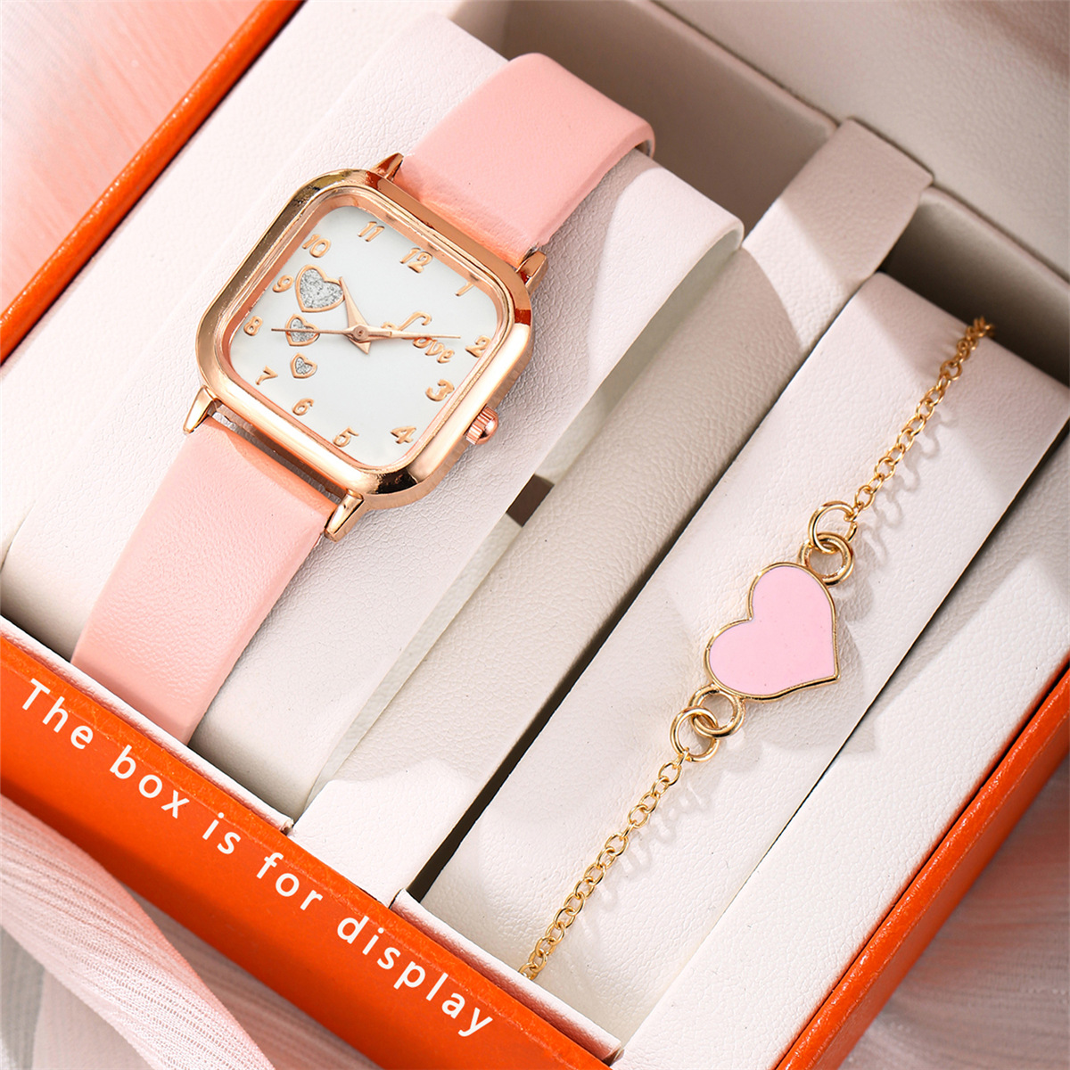 4:Pink heart-shaped bracelet set