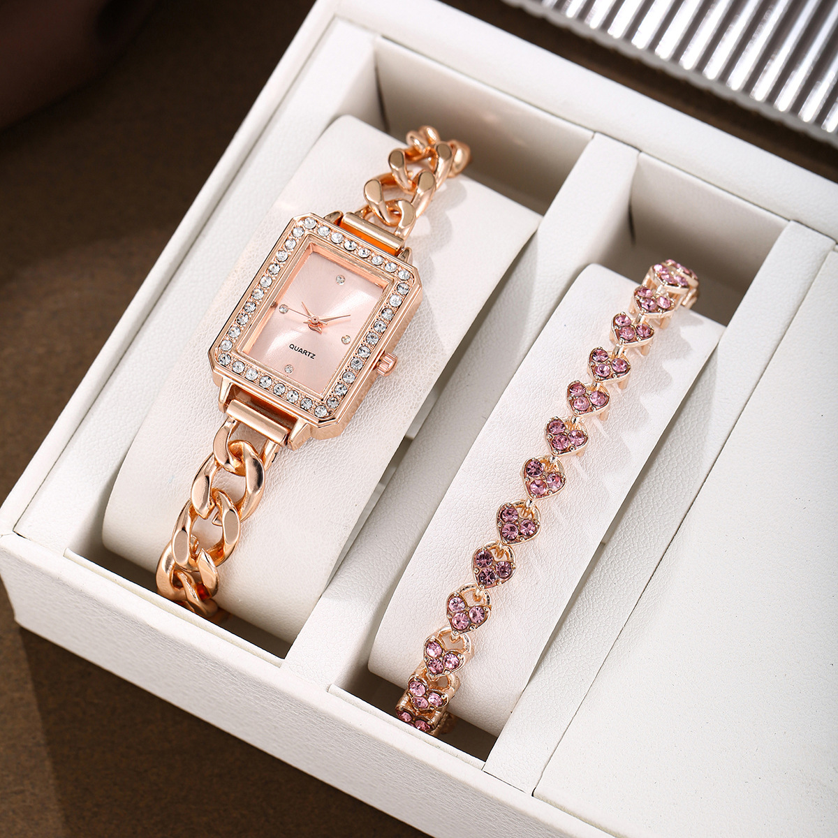 6:Rose gold heart bracelet set