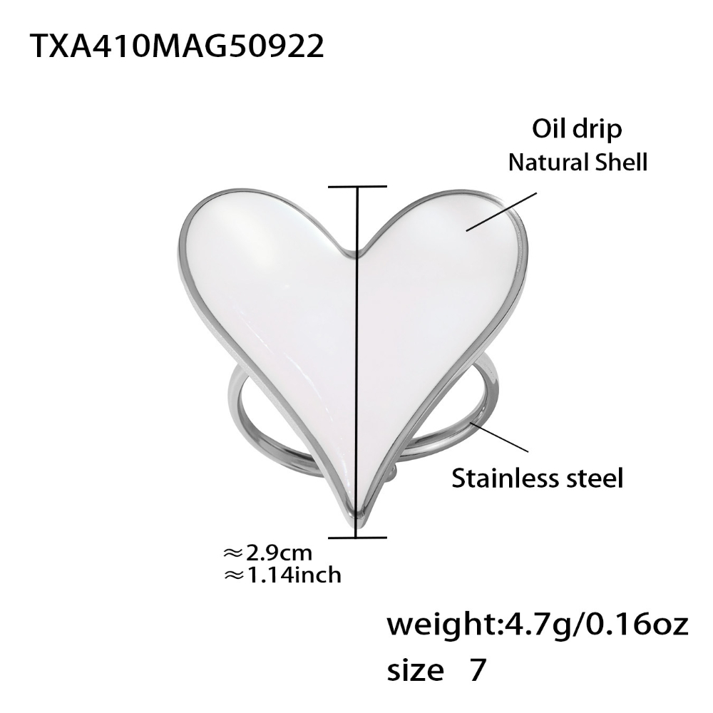 Steel-colored heart-shaped ring