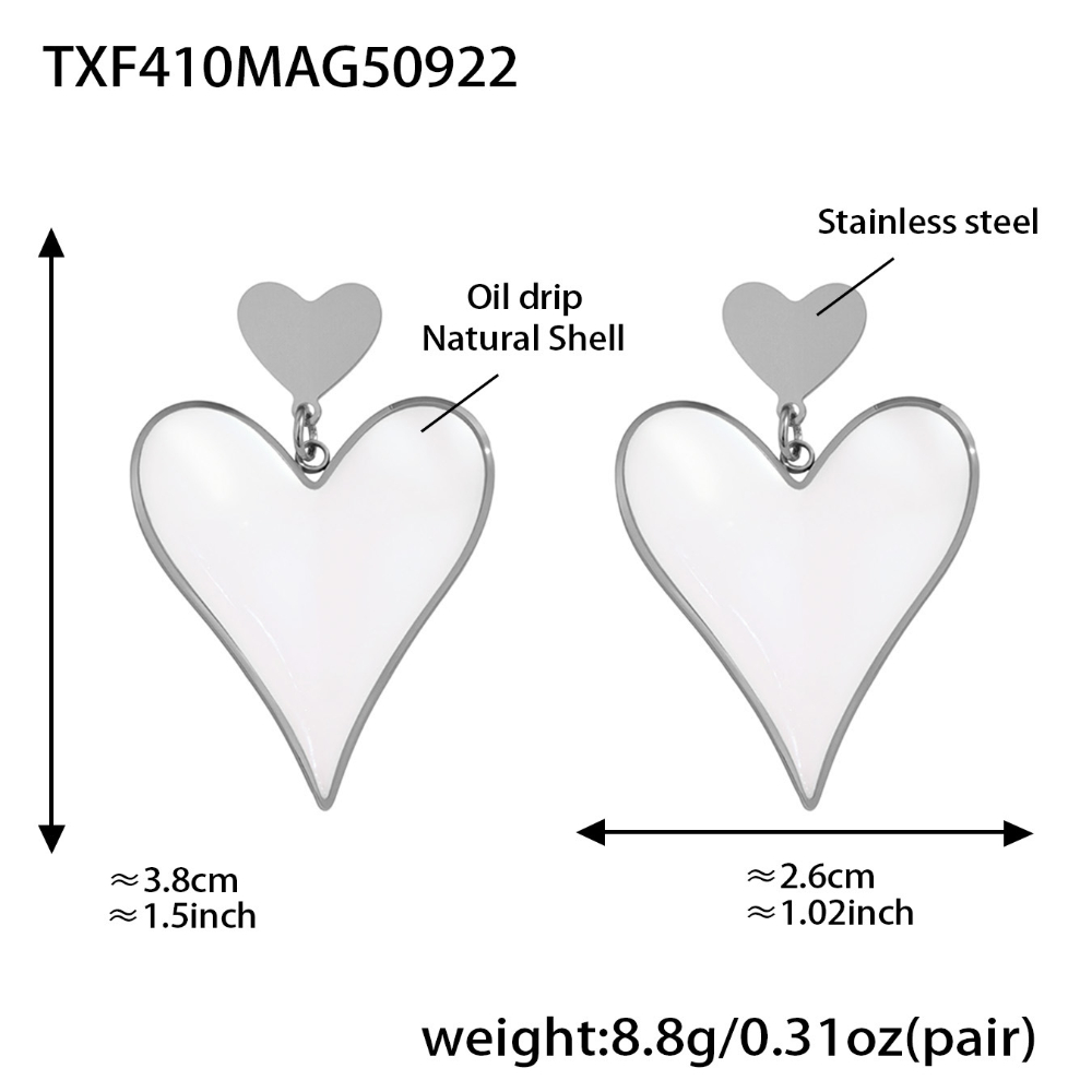 Steel-colored heart-shaped earrings
