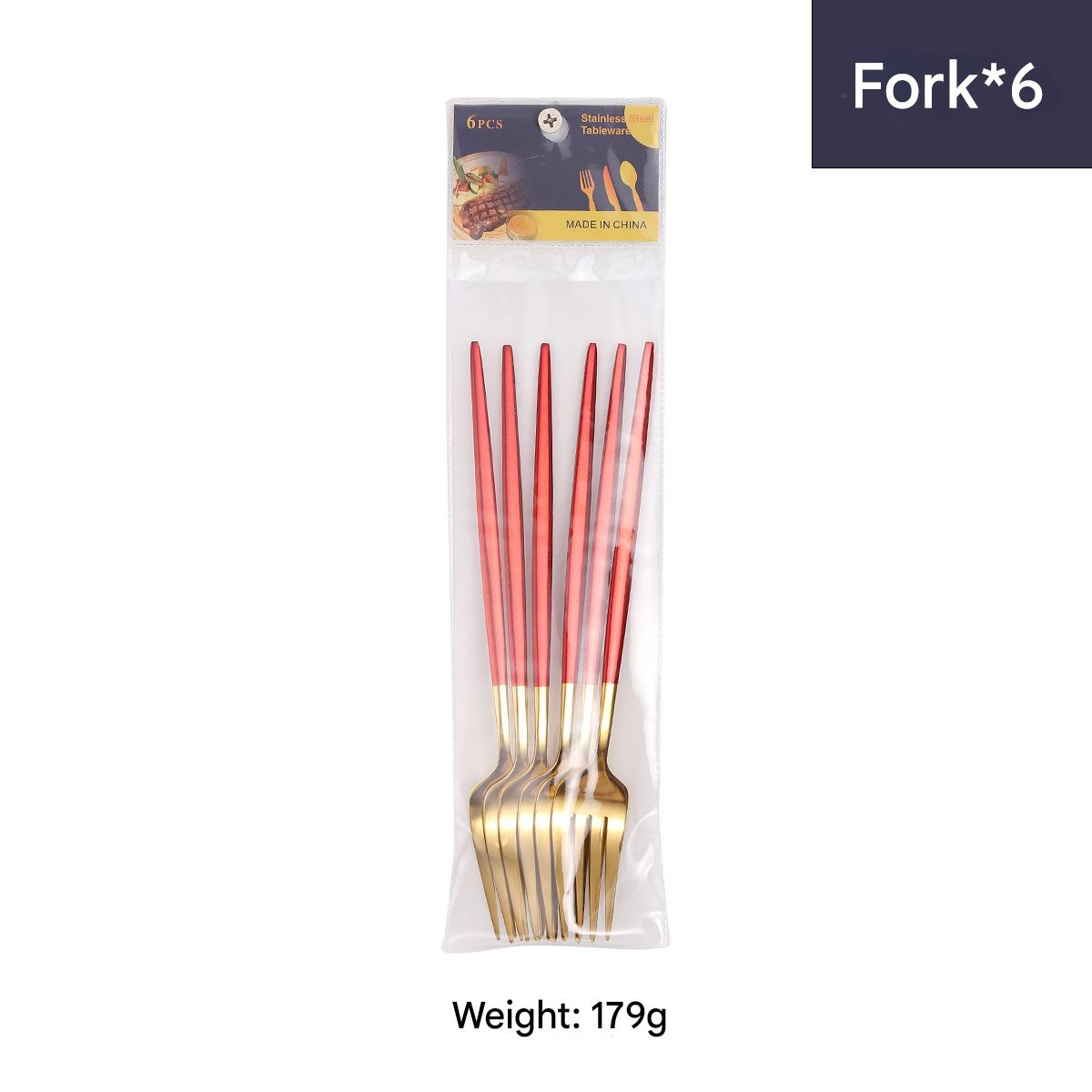 Dining Fork 6pcs/Red Gold