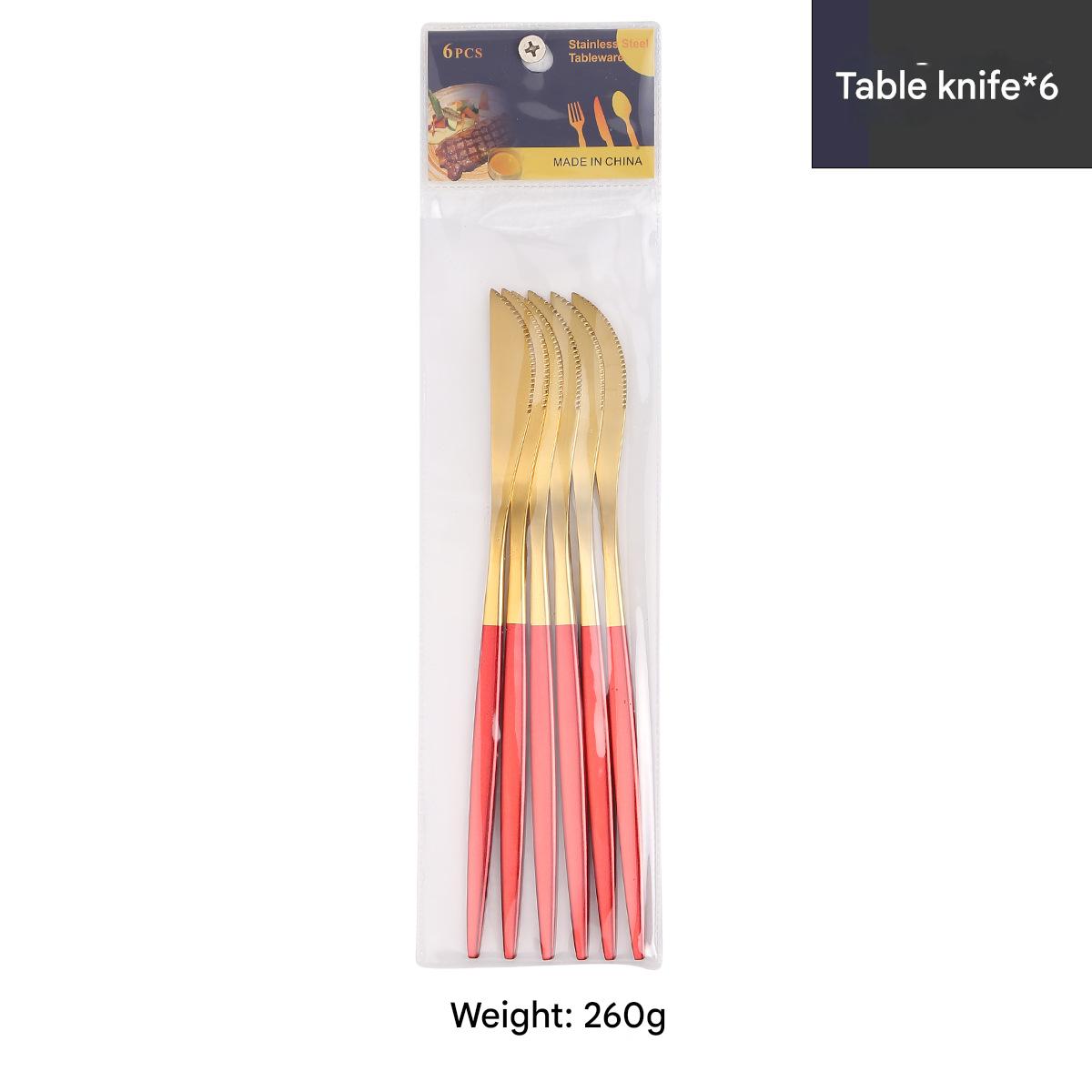 Dining knife 6pcs/Red Gold