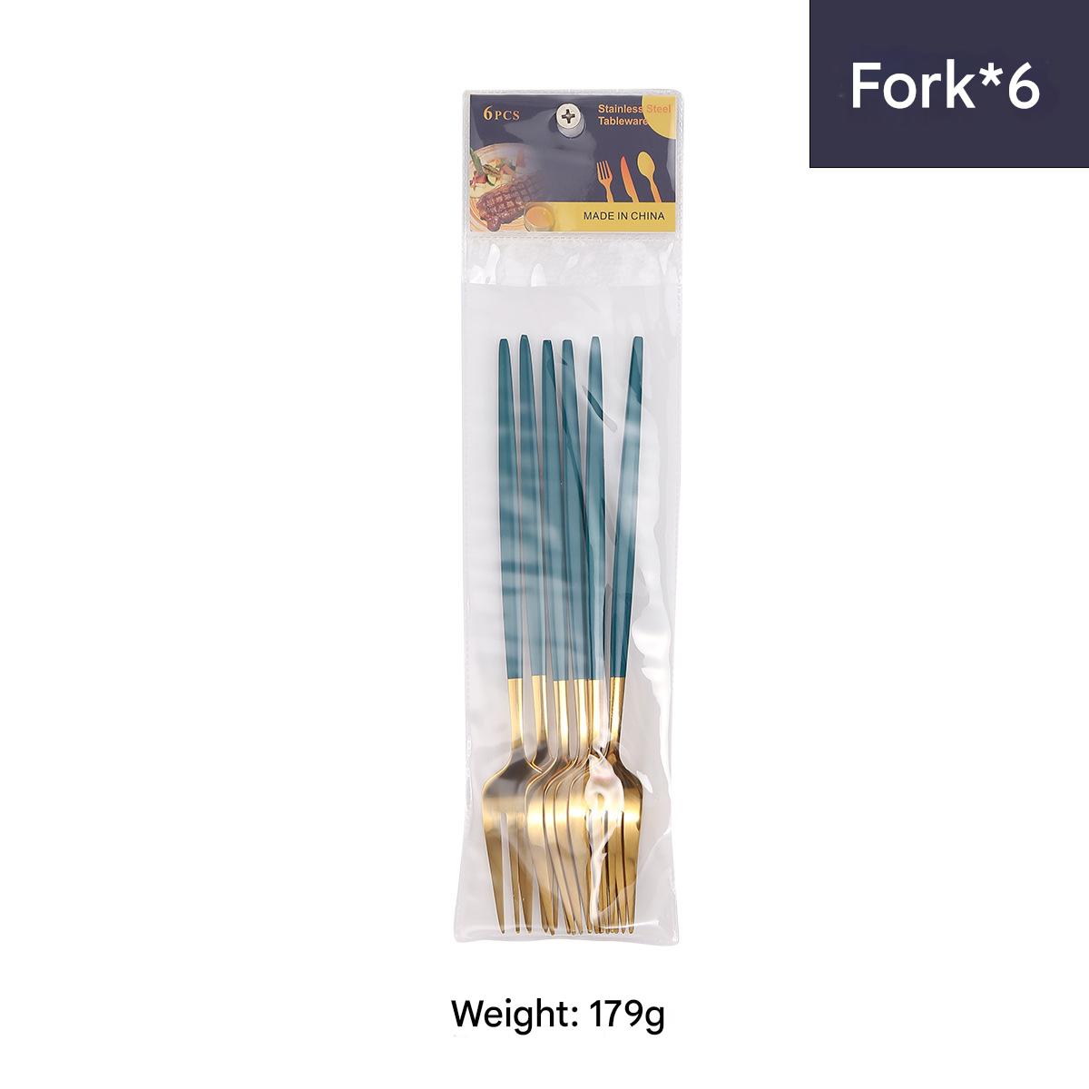 Dining Fork 6pcs/dark green gold