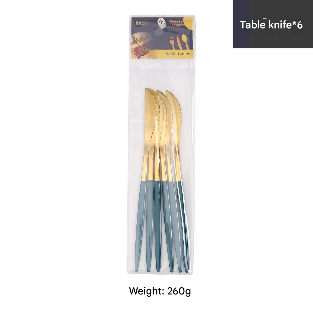 Dining knife 6pcs/dark green gold