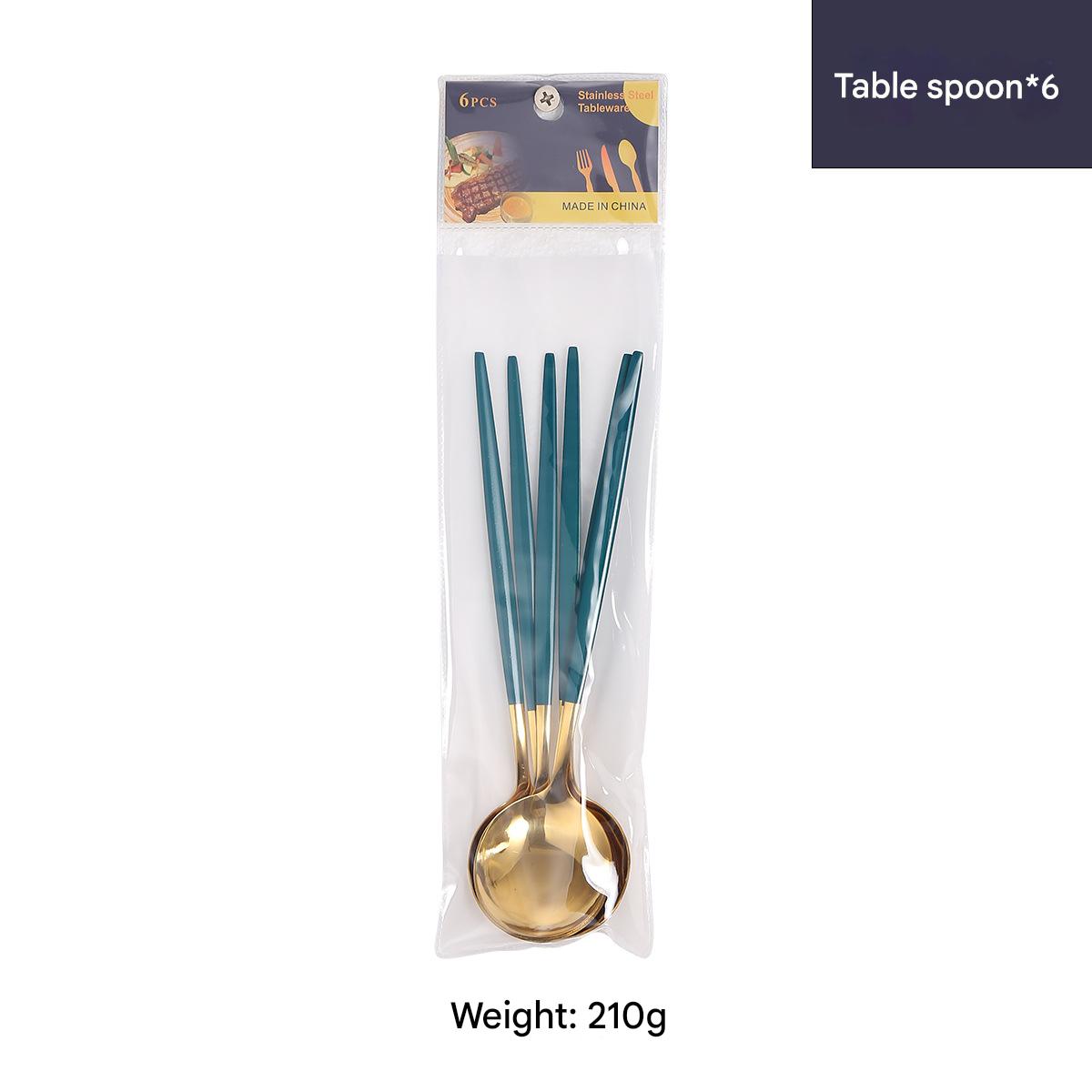 Spoon 6pcs/dark green gold