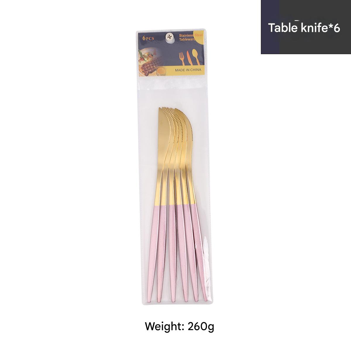 Dining knife 6PCS/powder gold