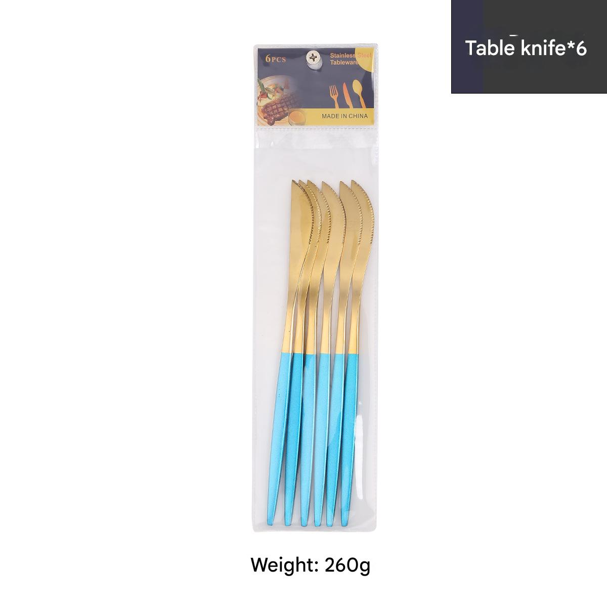 Dining knife 6pcs/Blue Gold