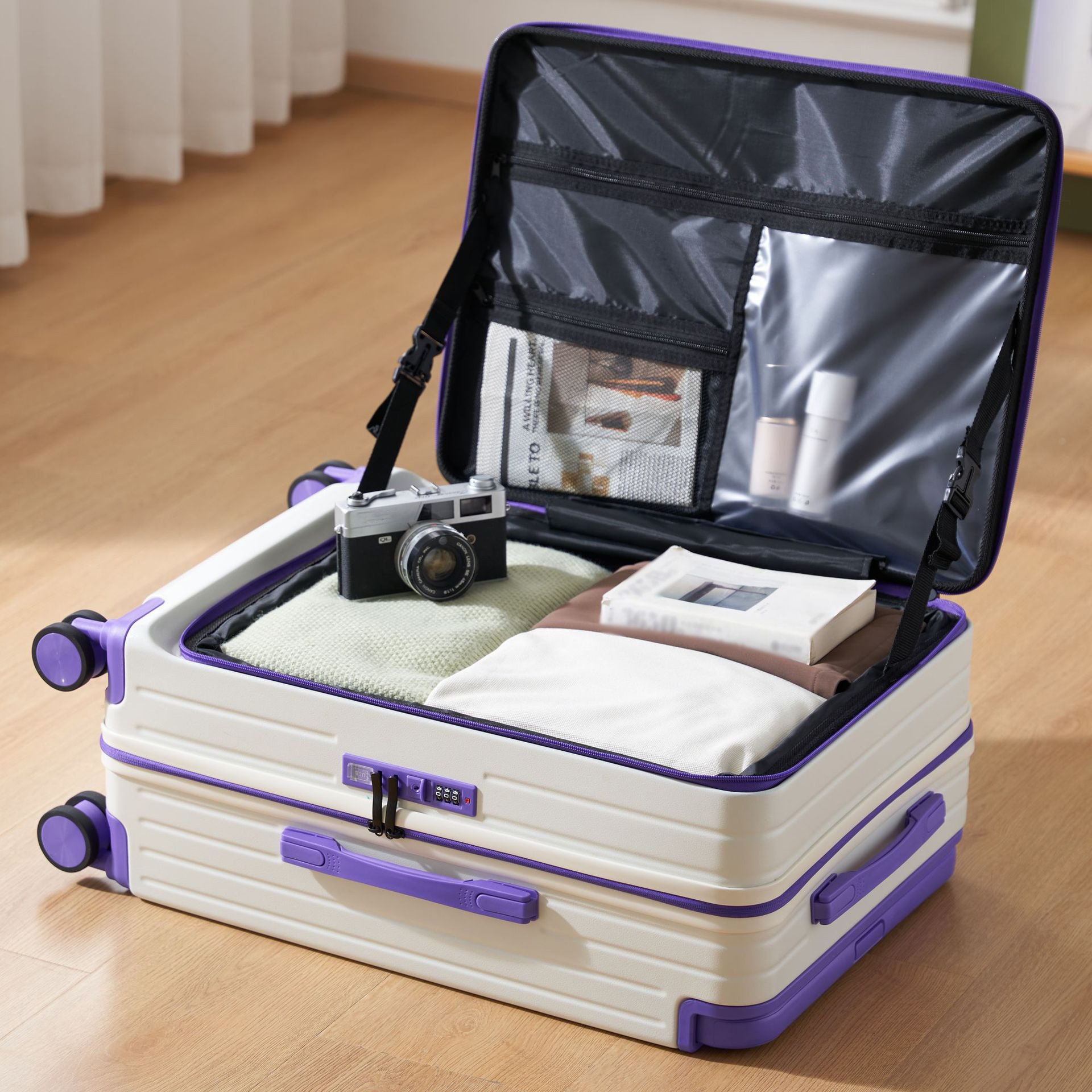 New white with dark purple