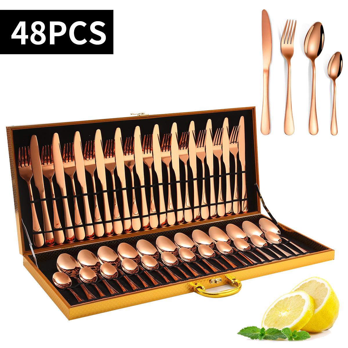 Rose gold 48 piece set