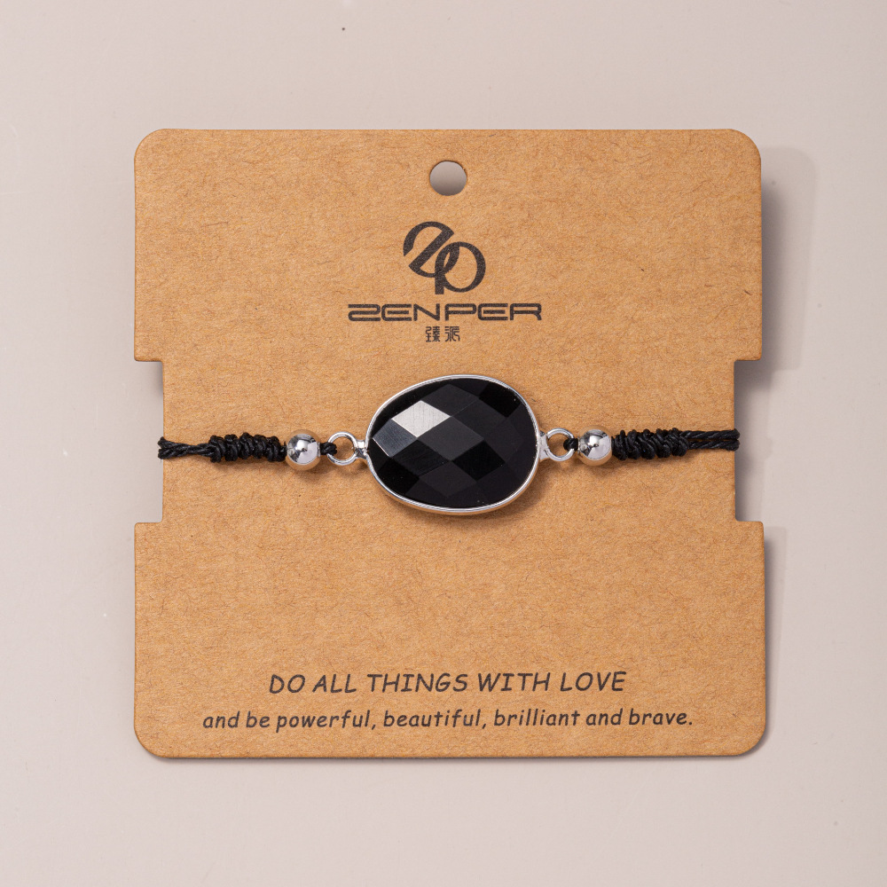 1:Black agate + stainless steel beads