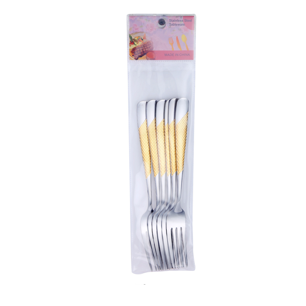 XZ-Big Fork 6 Pack/Water Gold Plated