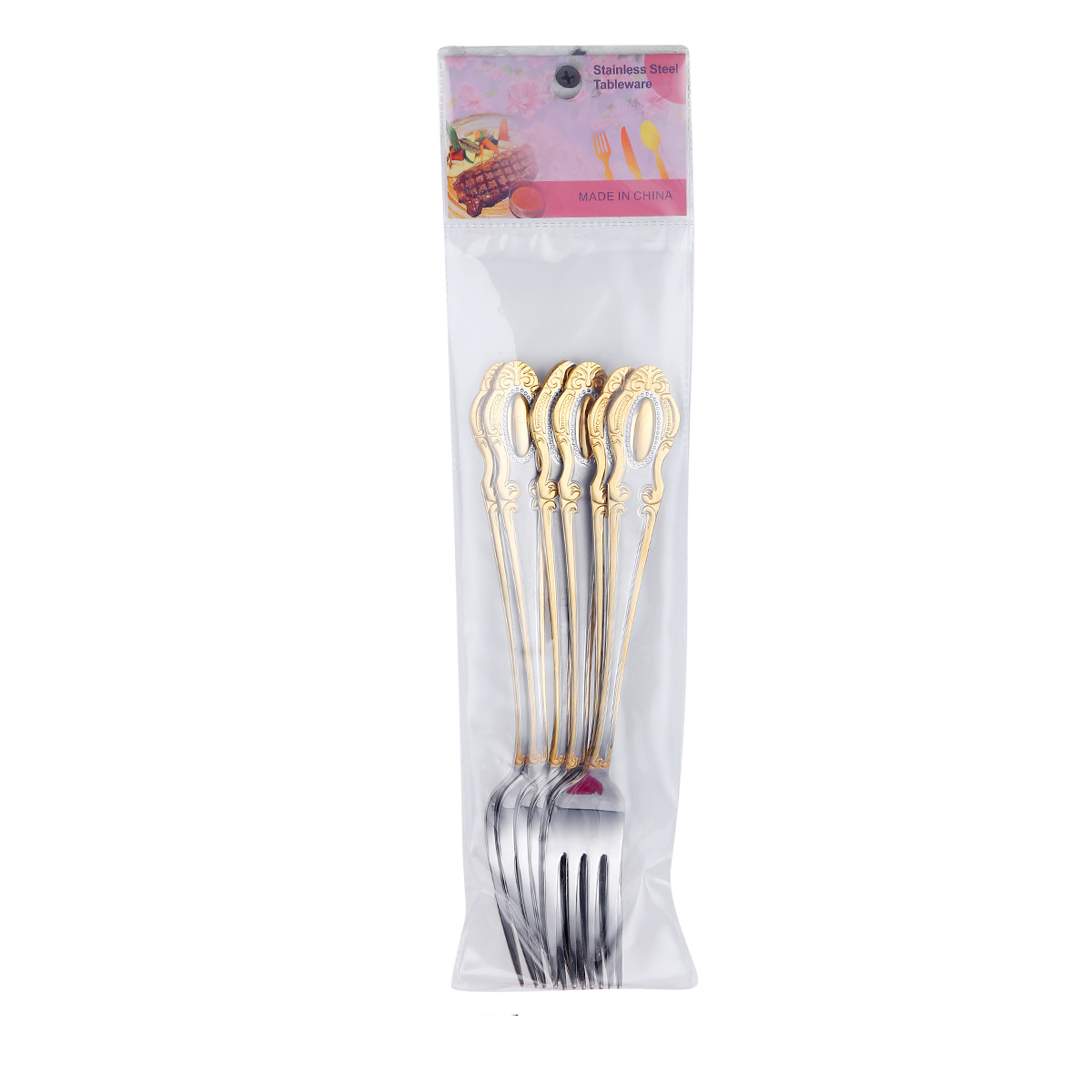 BZ-Big Fork 6 Pack/Water Gold Plated