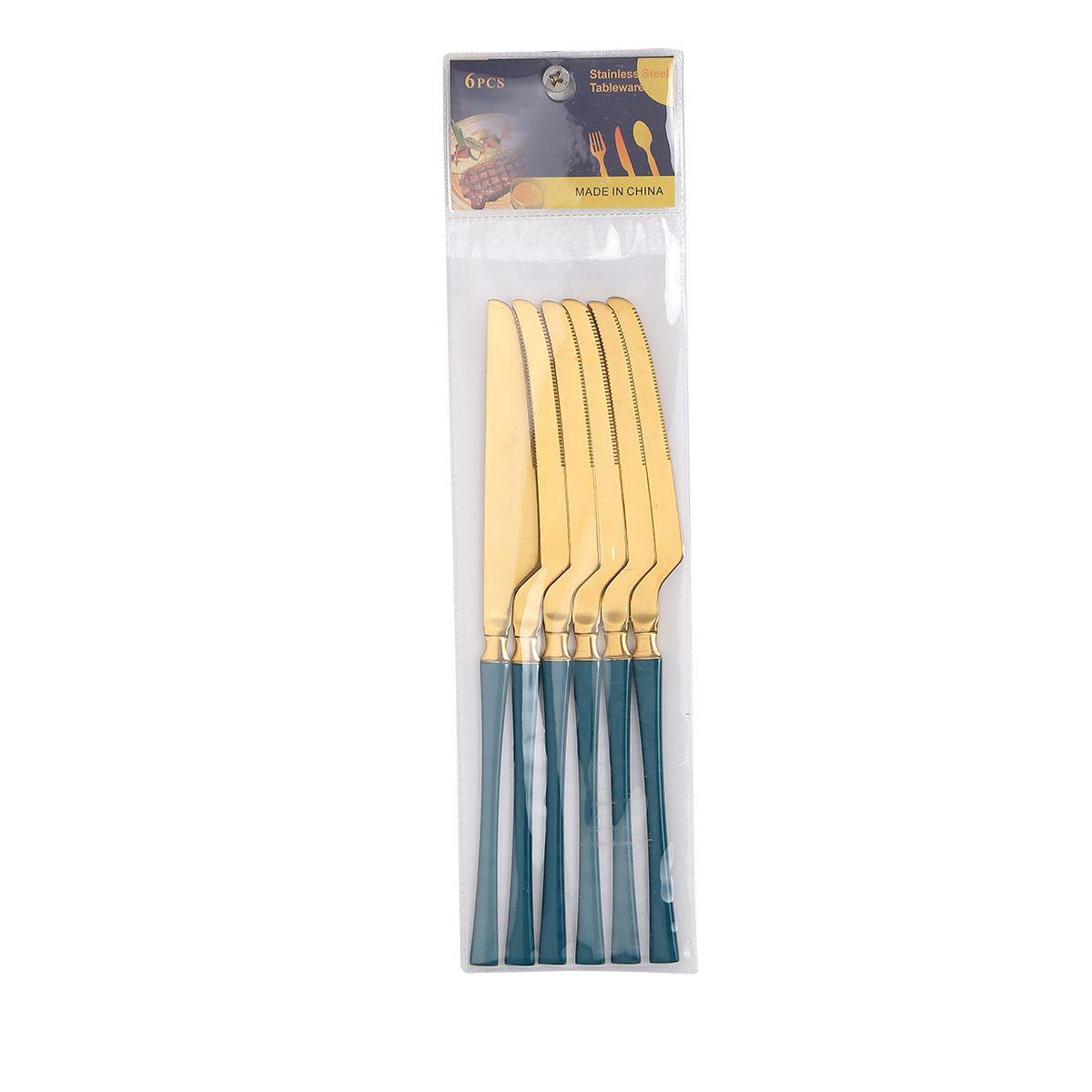 Dining knife 6pcs/dark green gold