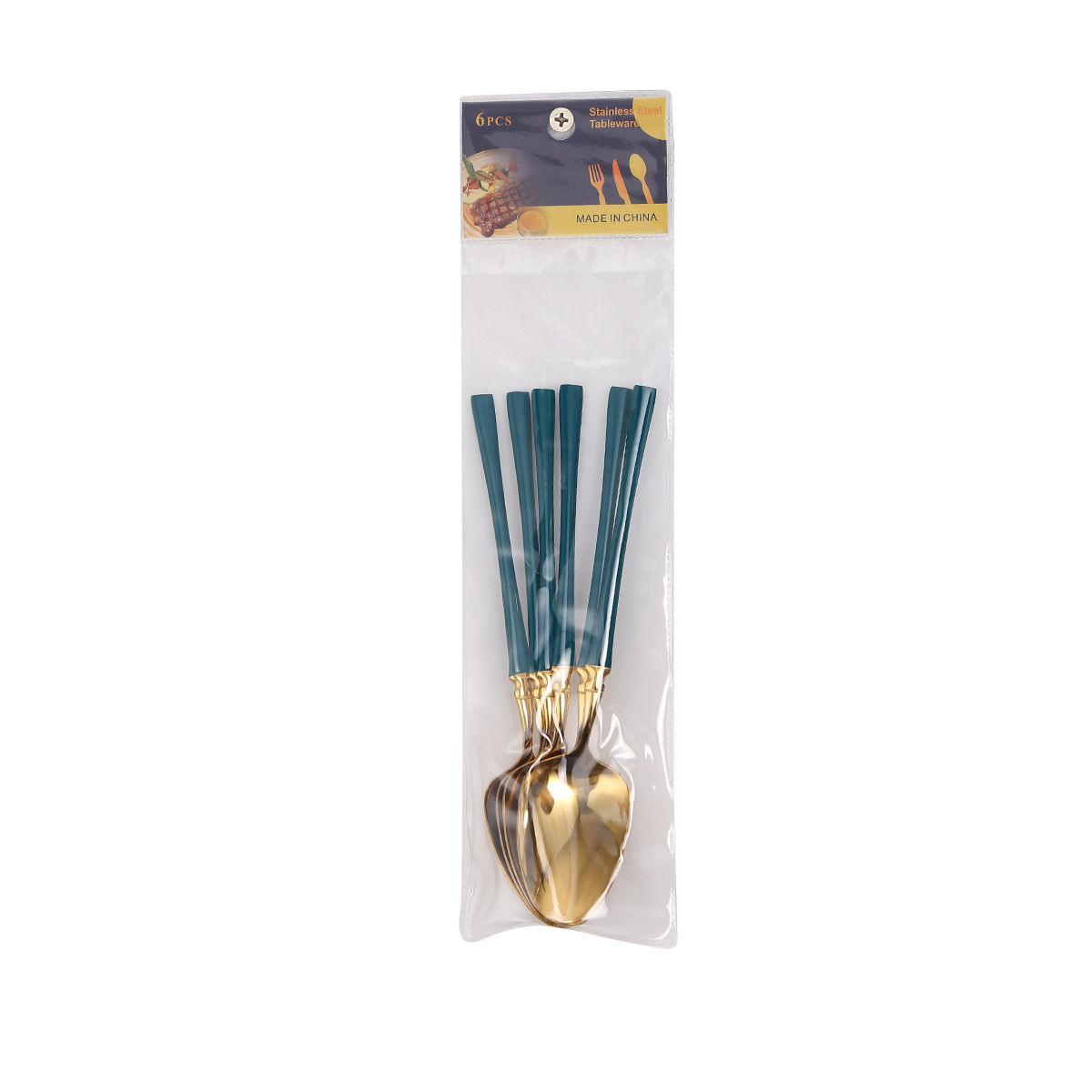 Spoon 6pcs/dark green gold