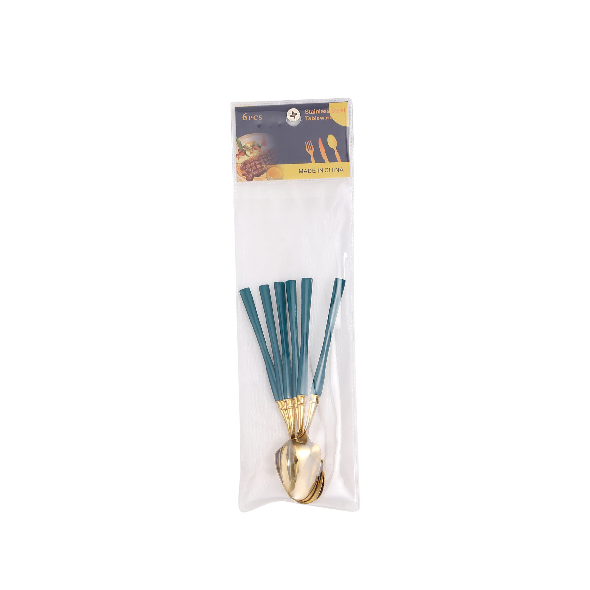 Tea Spoon 6pcs/dark green gold