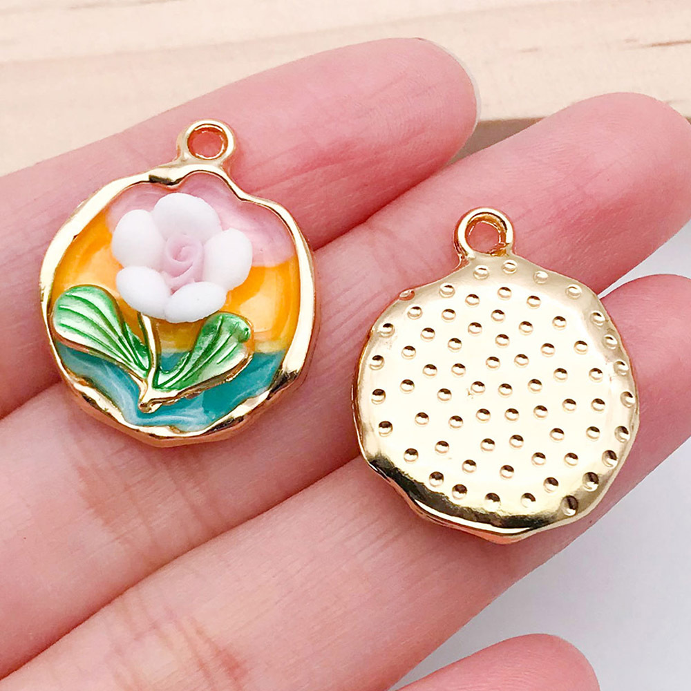 5:1 dripping oil yellow two-color flower card 24x19mm-21172-3.2g