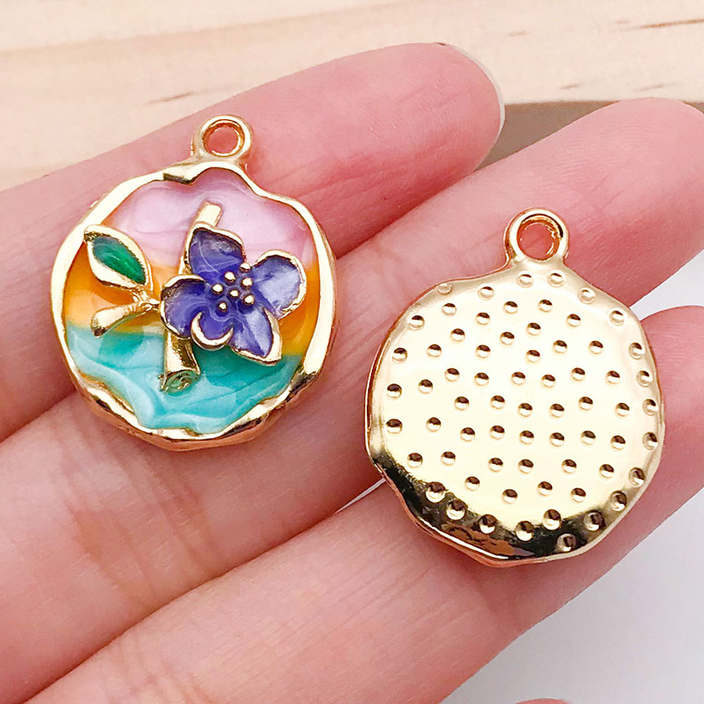 7:1 dripping oil purple tricolor flower card 24x19mm-21174-3.5g