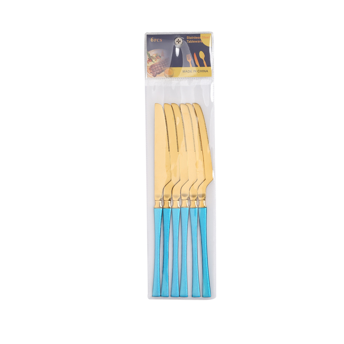 Dining knife 6pcs/Blue Gold