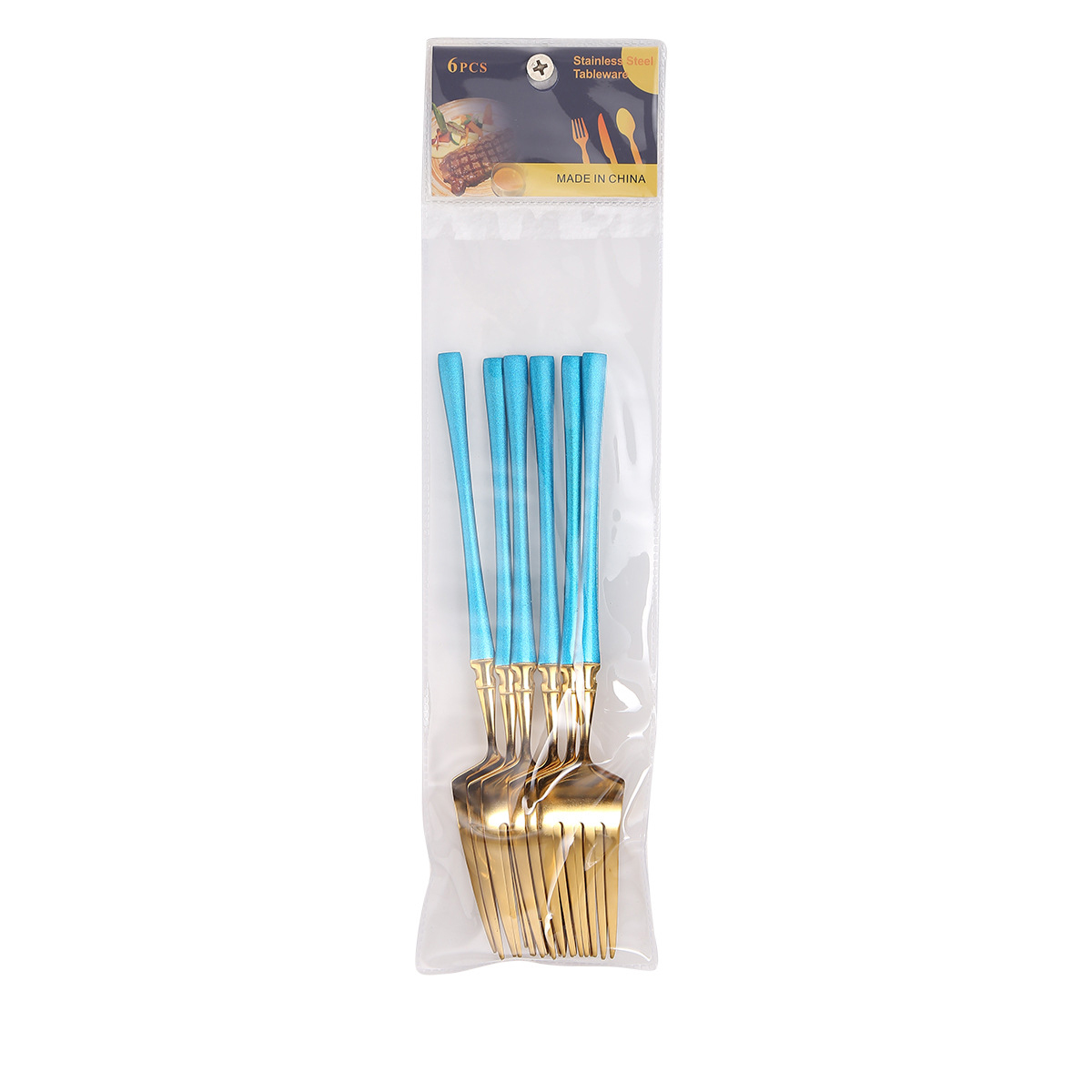 Dining Fork 6pcs/Blue Gold