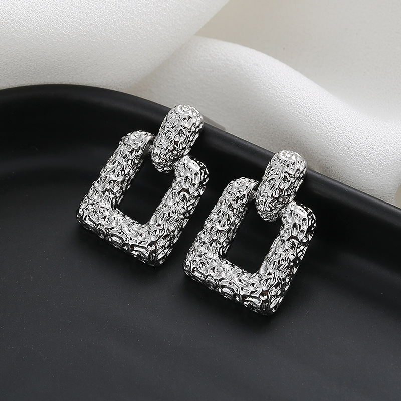 5:Irregular texture earrings (Silver)