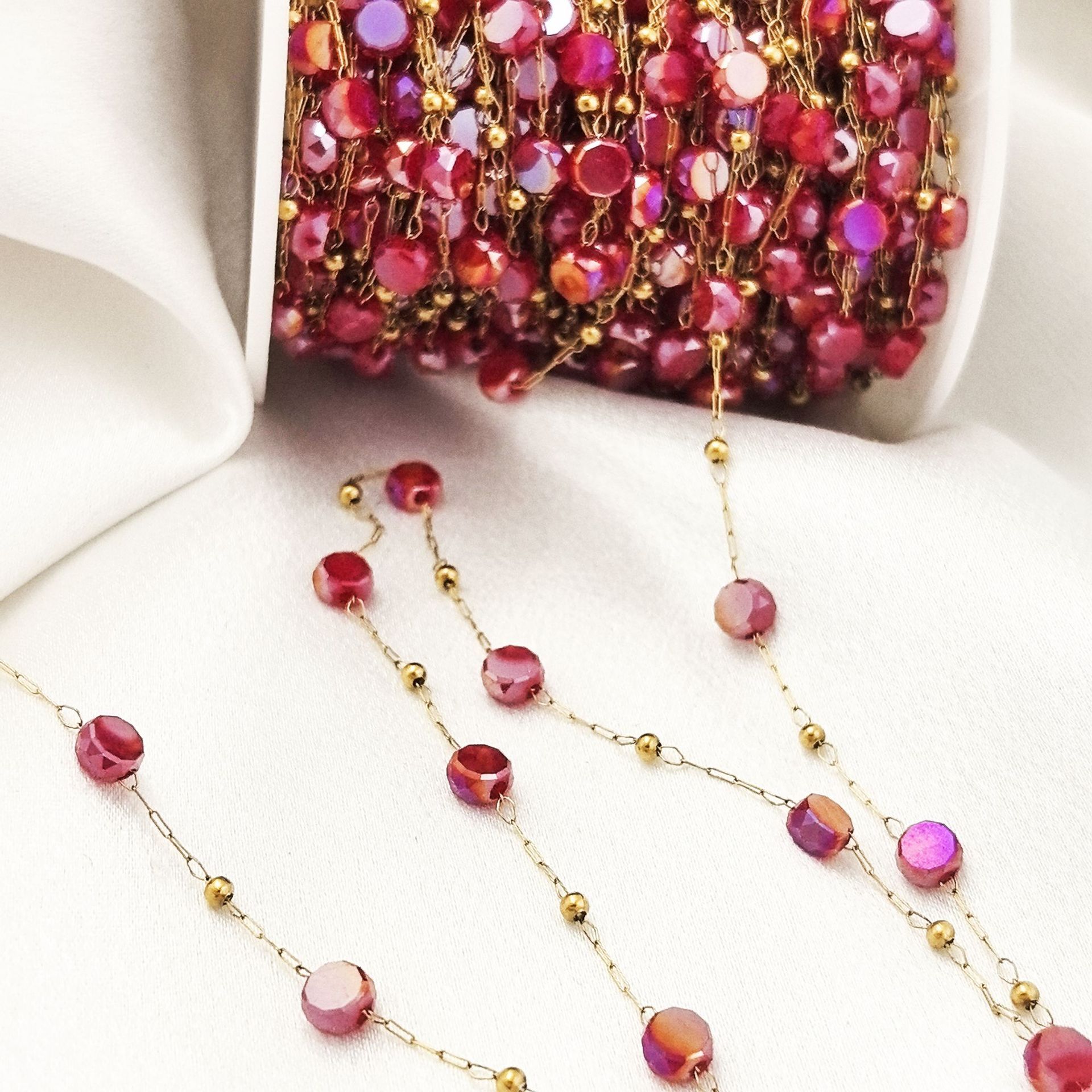 3:6mm porcelain mixed color flat bead titanium steel chain