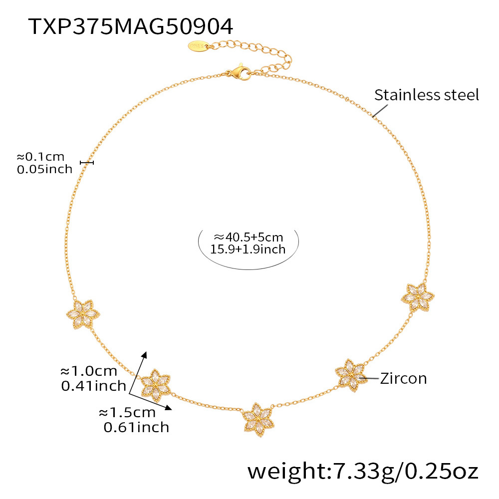 1:Golden flower zircon necklace