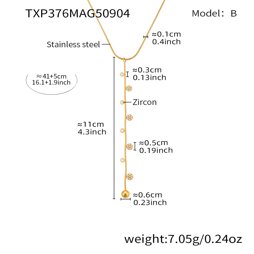 7:Golden Y-shaped zircon necklace