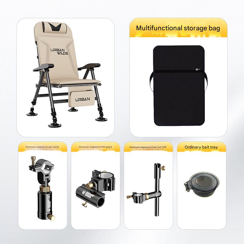 chair   bag   black gold aluminum magnesium three-piece set   bait tray