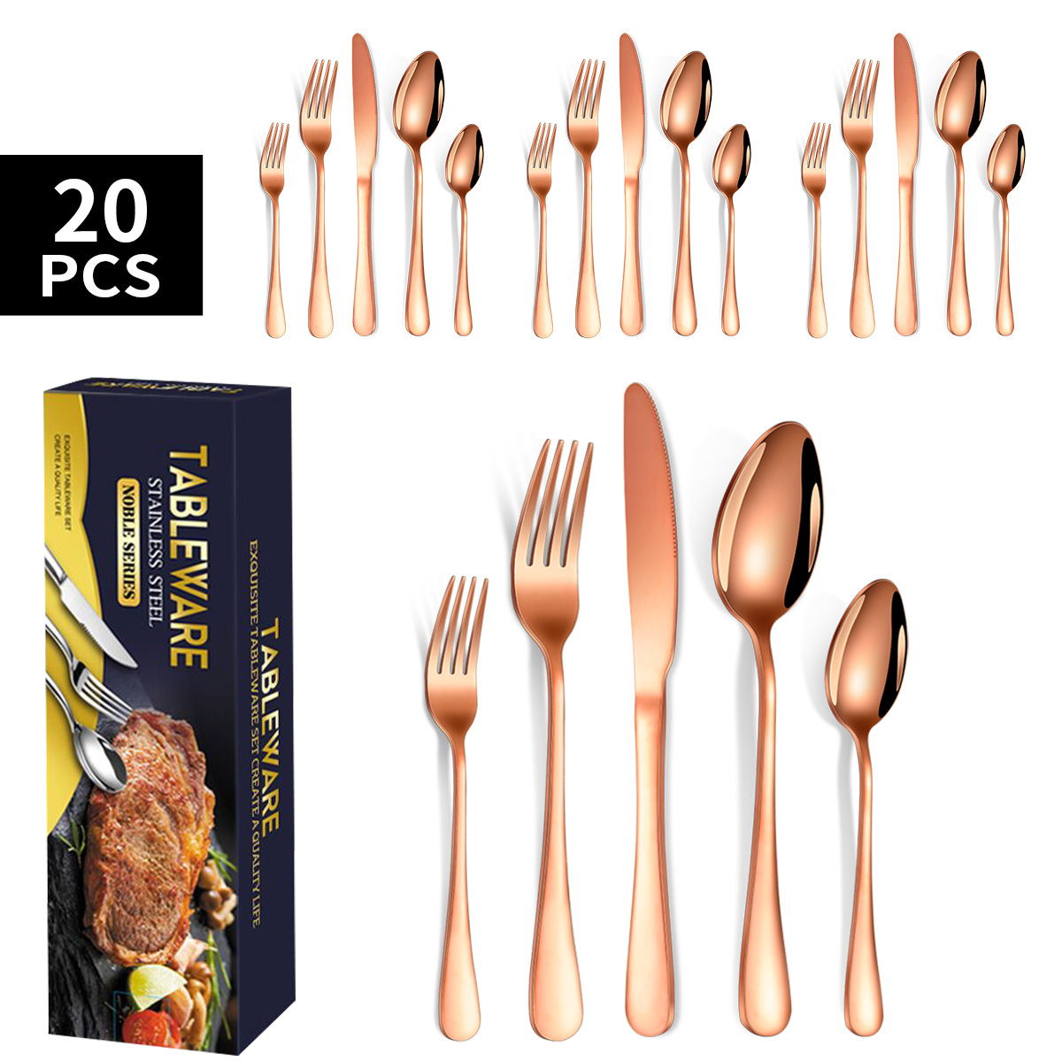 Rose gold 20 piece set