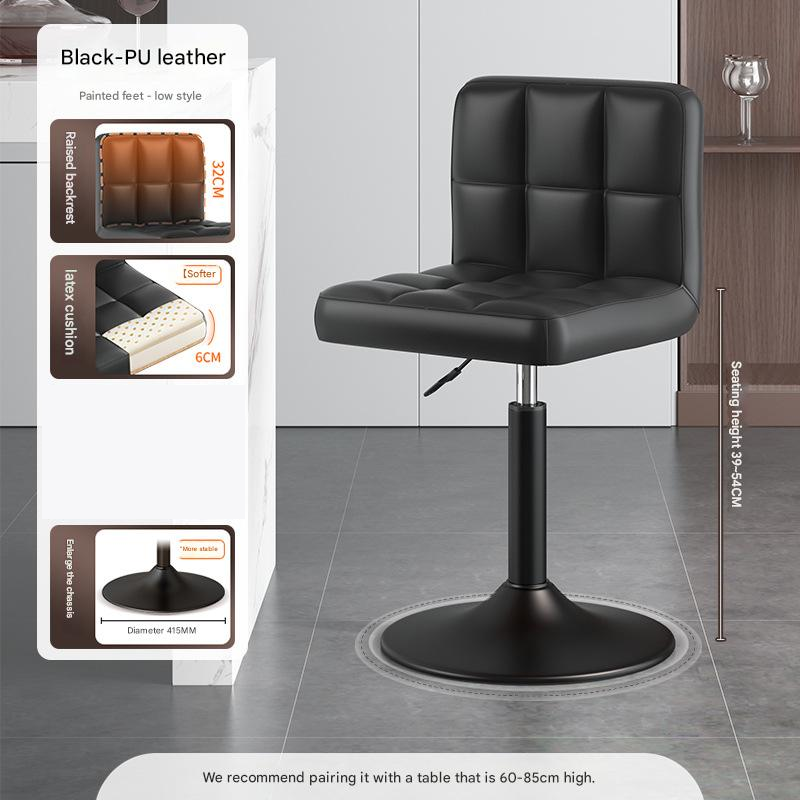 [short model] black pu leather - no armrests - enlarged black chassis