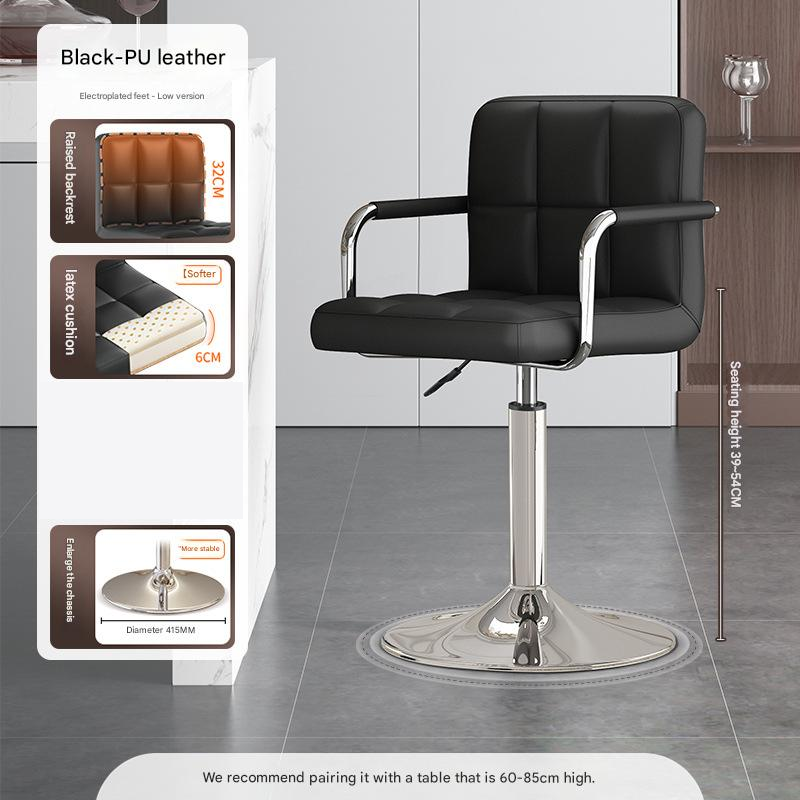 [short model] black pu leather-with armrests-enlarged mirror chassis