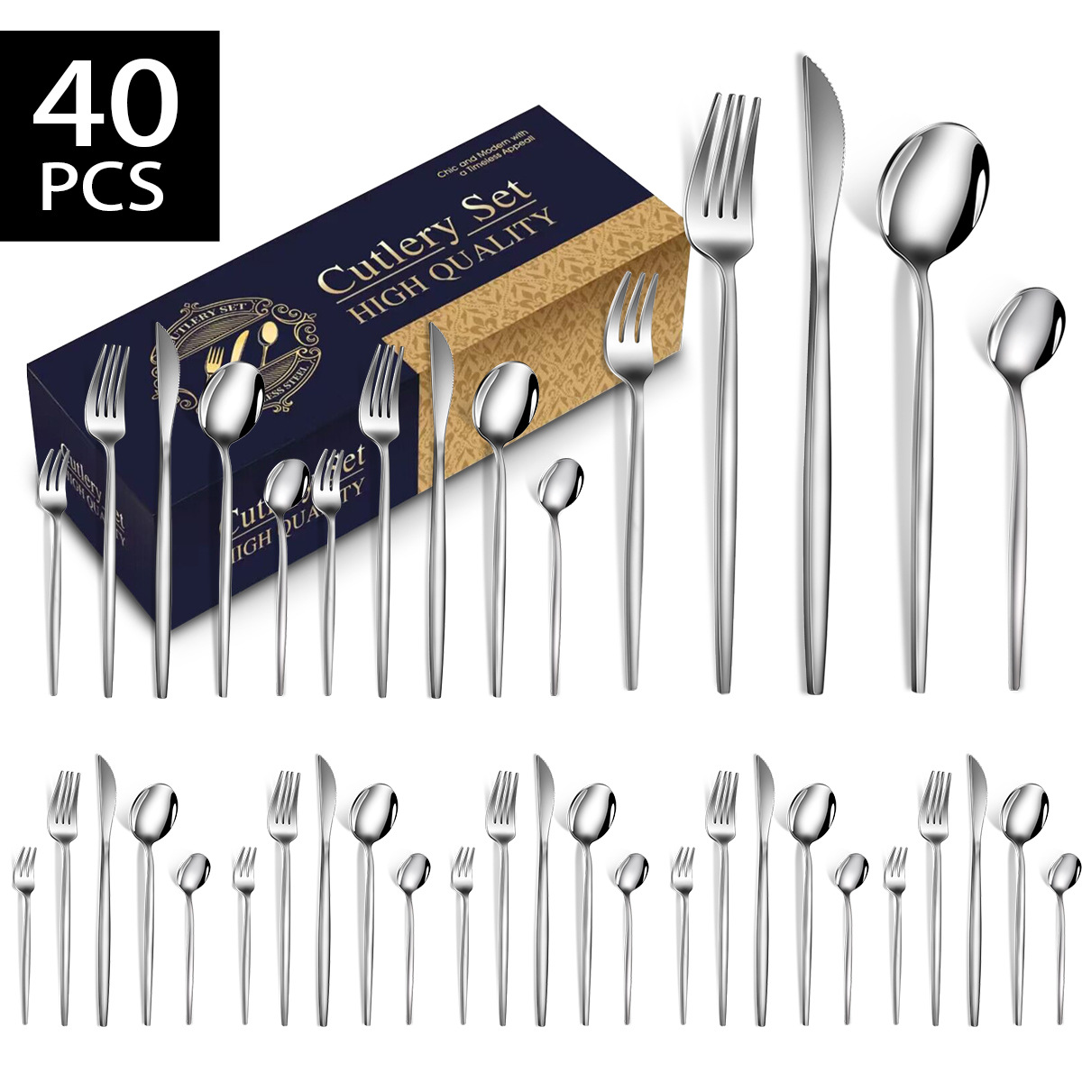 Silver 40-piece set