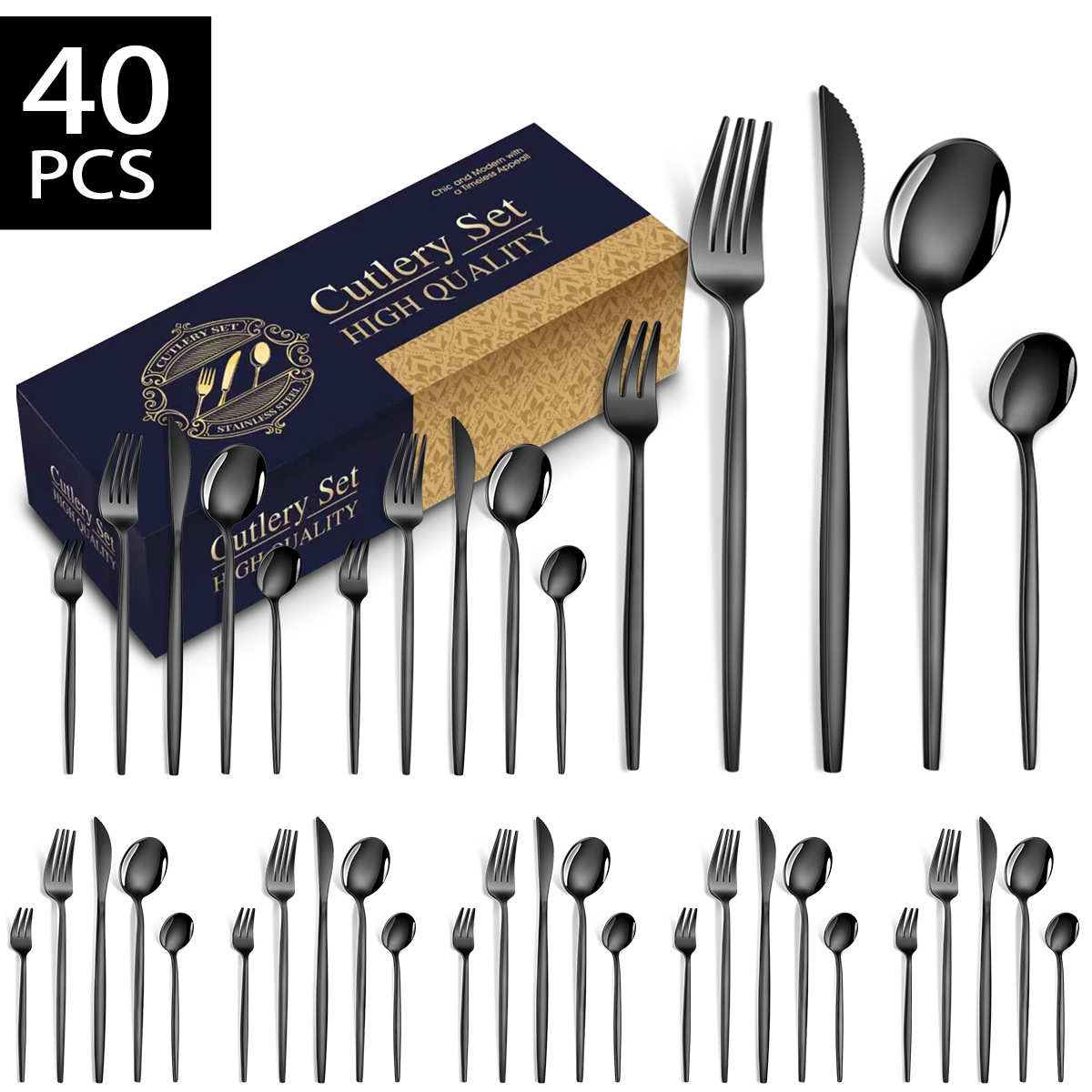 Black 40-piece set