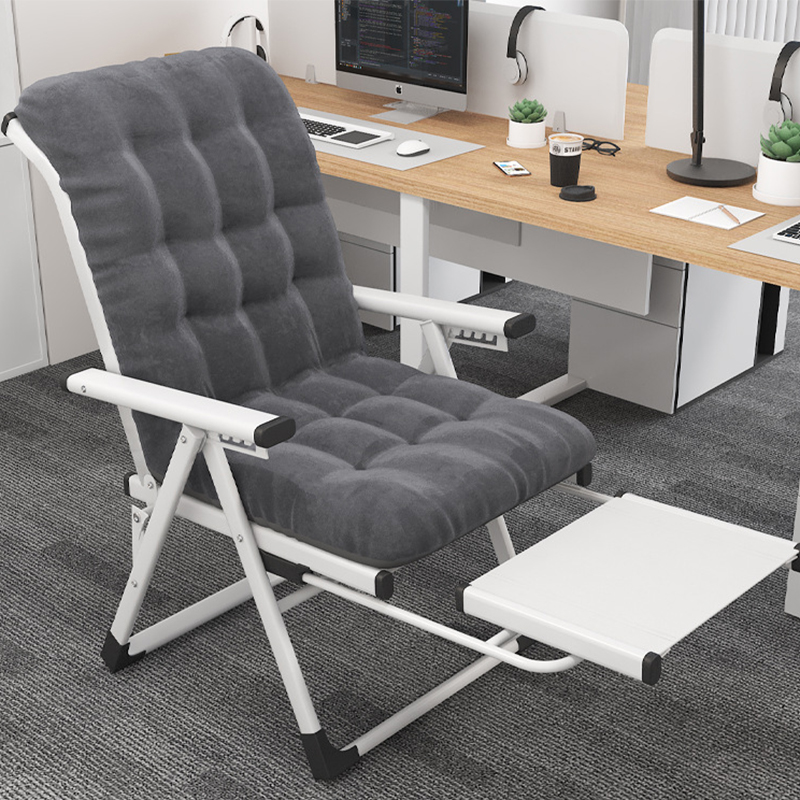 [upgraded model with footrest] can sit or lie down - single chair white gray cotton pad