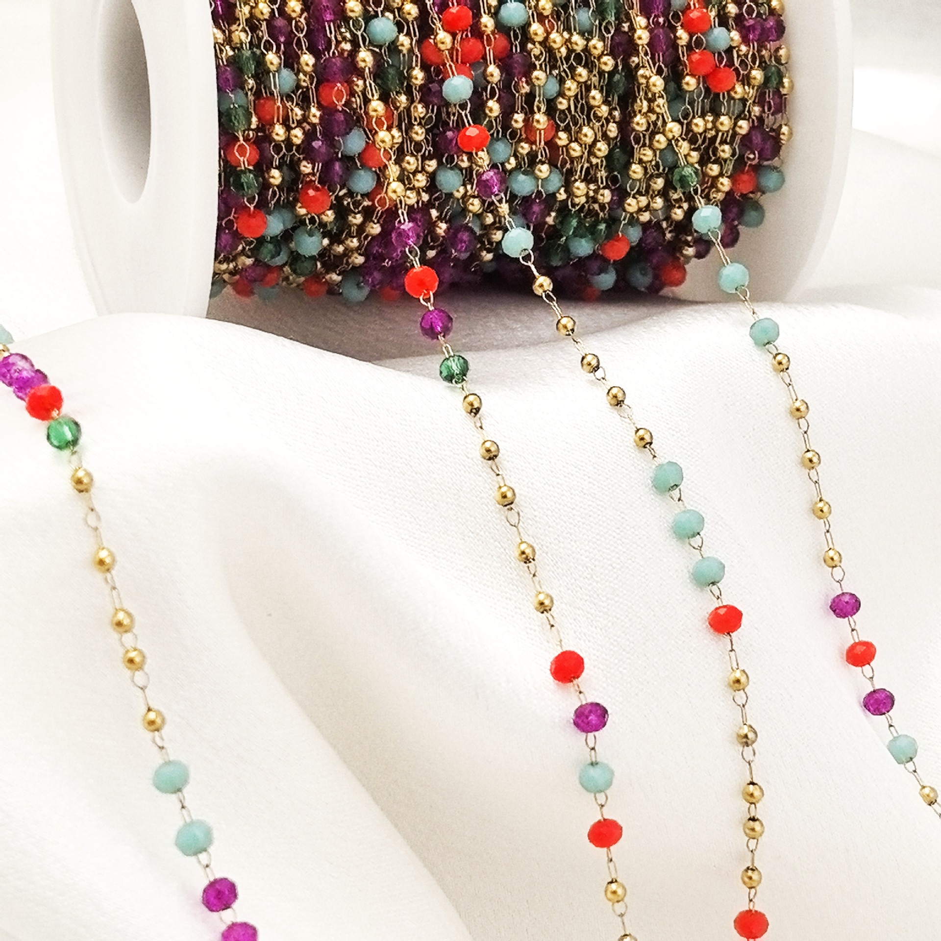 3mm mixed-color crystal steel bead chain
