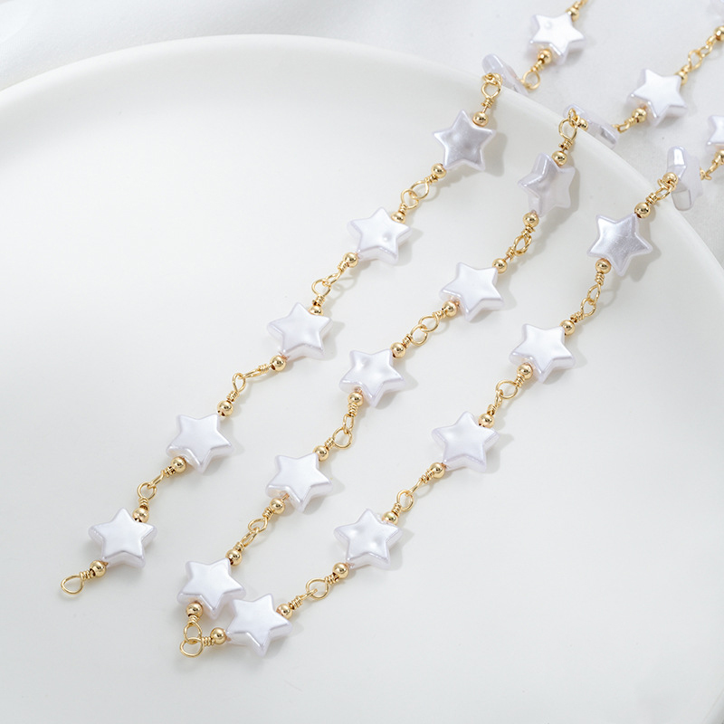 3:Five-pointed star imitation pearl handmade chain half meter