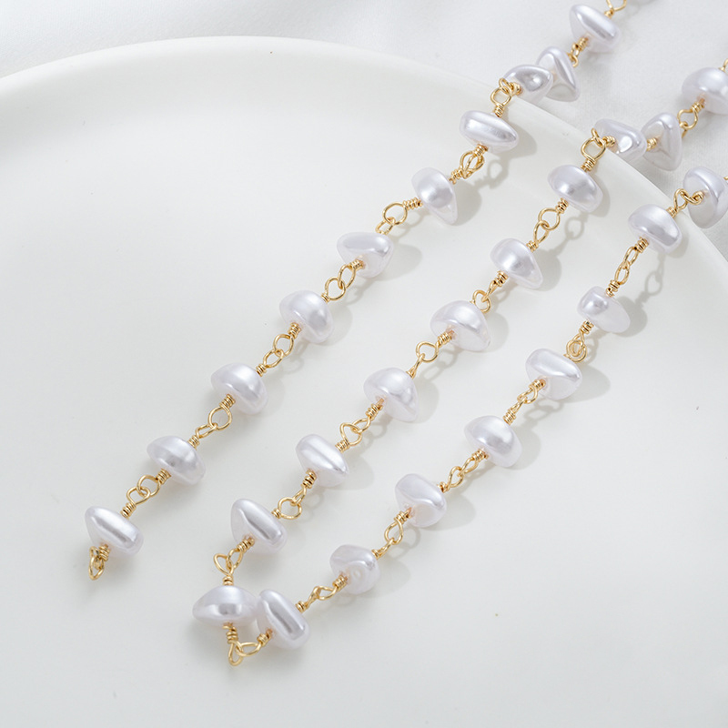 6:Triangle imitation pearl handmade chain half meter
