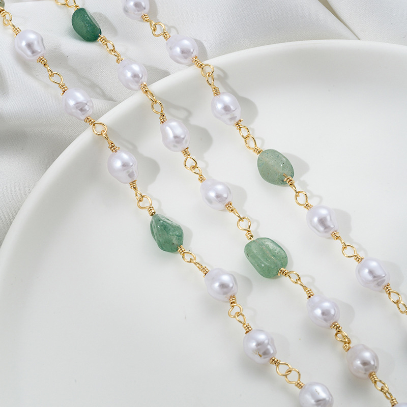 6:Green strawberry imitation pearl chain half meter