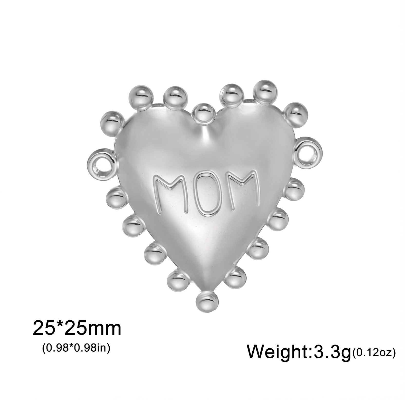 3:Steel color-double hole love ring beads mom